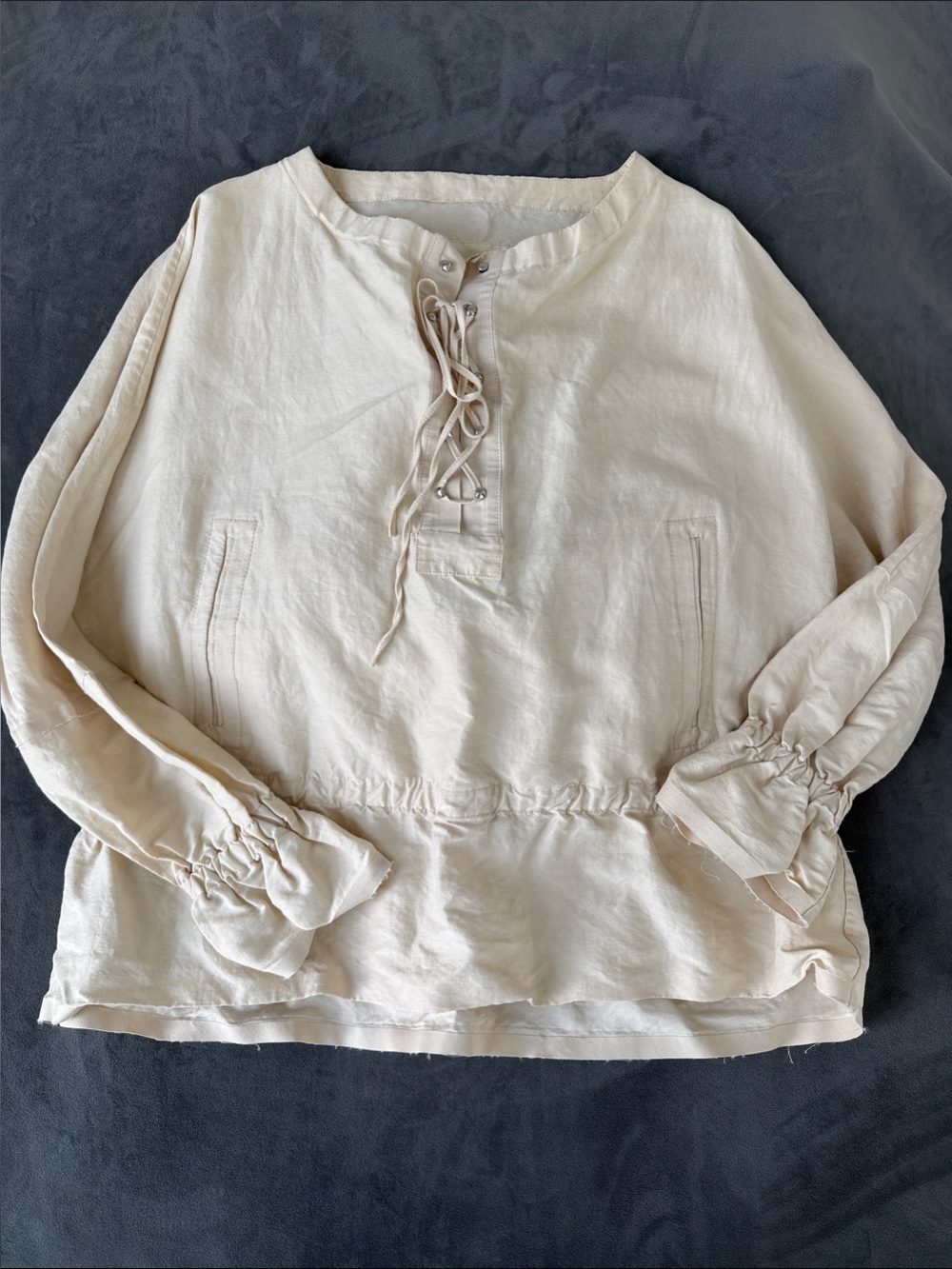 JW ANDERSON Cream Lace-Up Collar Blouse